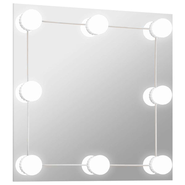 Wandspiegel Met Led-Lampen Vierkant Glas
