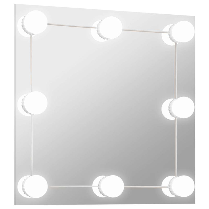 Wandspiegel Met Led-Lampen Vierkant Glas