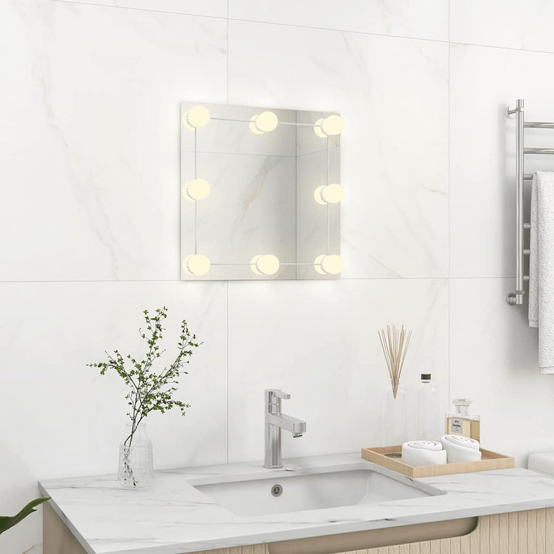 Wandspiegel Met Led-Lampen Vierkant Glas
