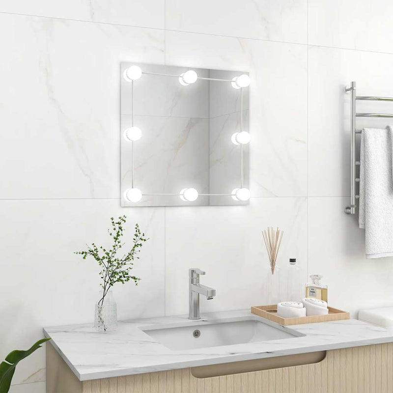 Wandspiegel Met Led-Lampen Vierkant Glas