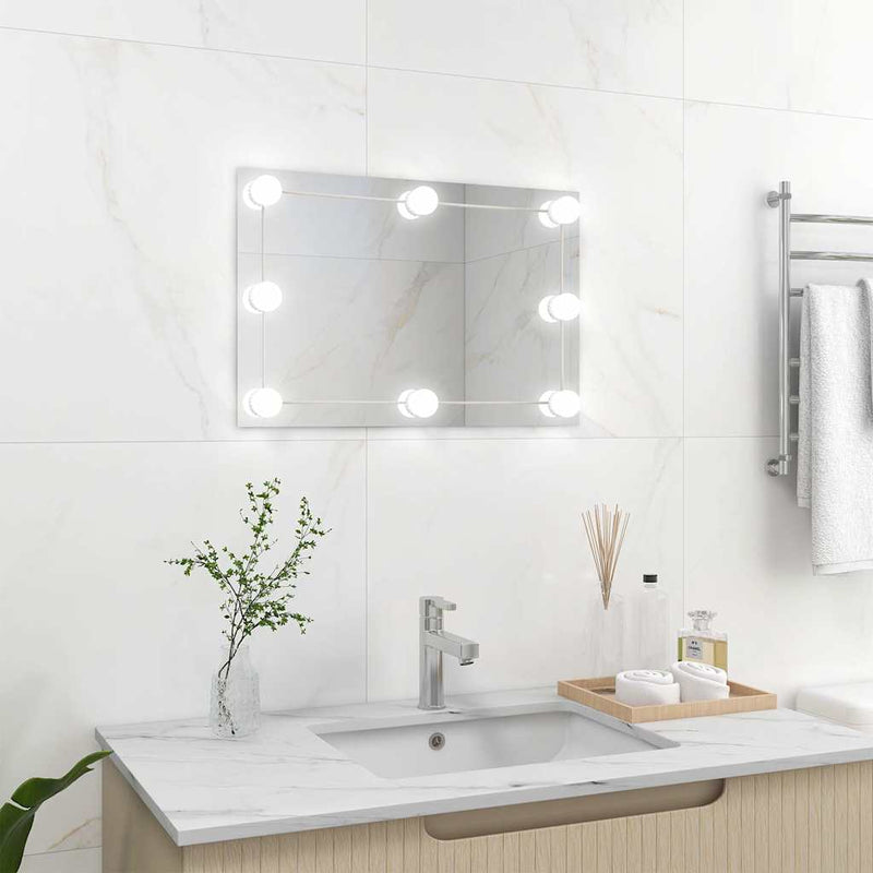 Wandspiegel Met Led-Lampen Vierkant Glas