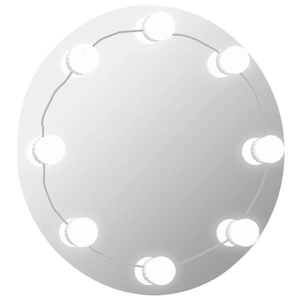 Wandspiegel Met Led-Lampen Rond Glas