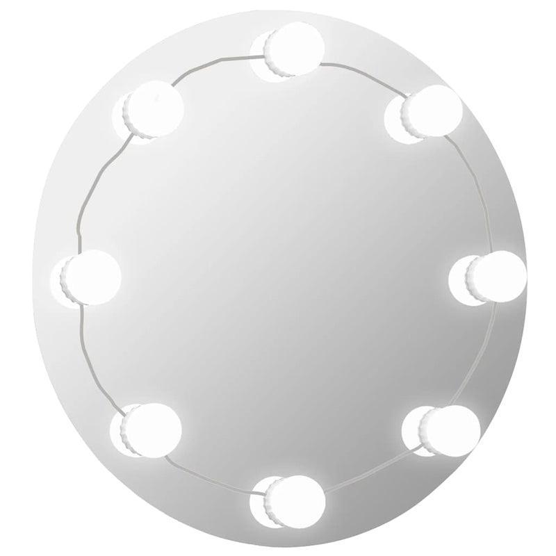Wandspiegel Met Led-Lampen Rond Glas