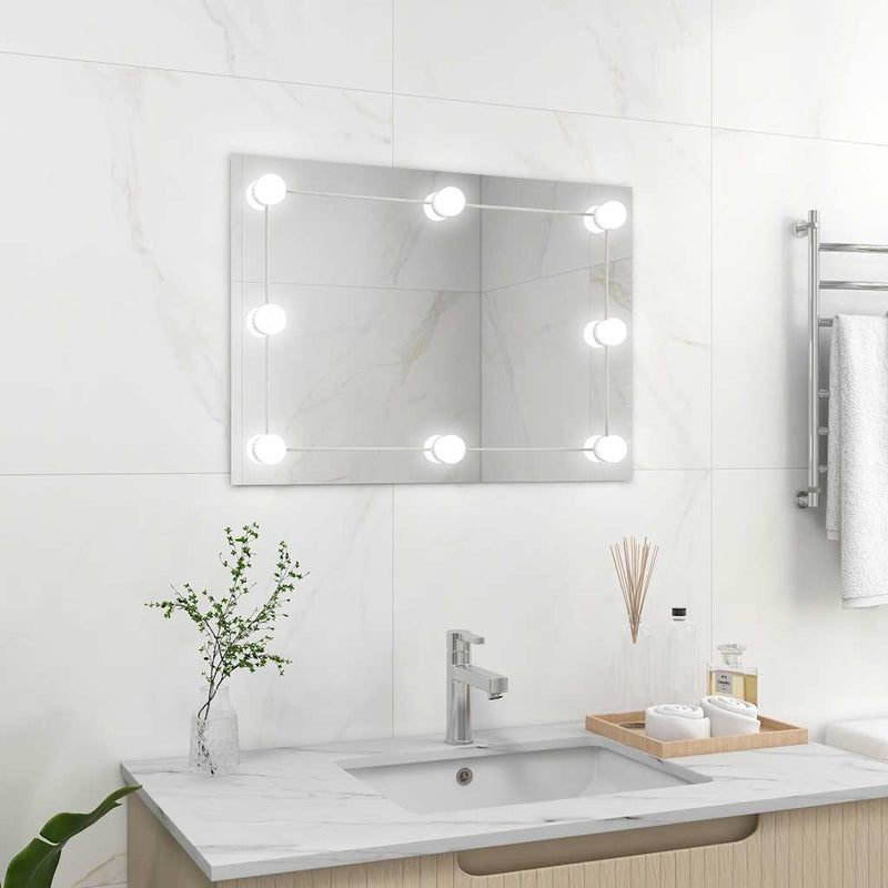 Wandspiegel Met Led-Lampen Vierkant Glas