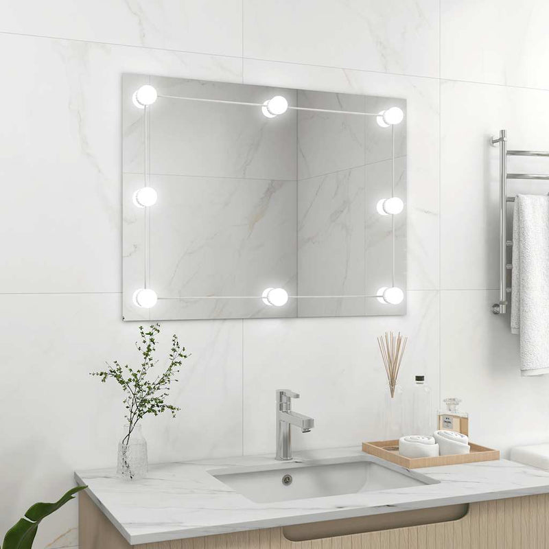 Wandspiegel Met Led-Lampen Vierkant Glas