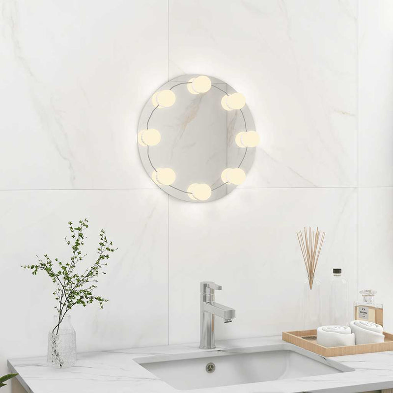 Wandspiegel Met Led-Lampen Rond Glas