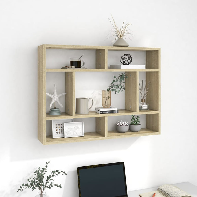 Wandschap 75X16X55 Cm Bewerkt Hout Artisanaal Eikenkleur