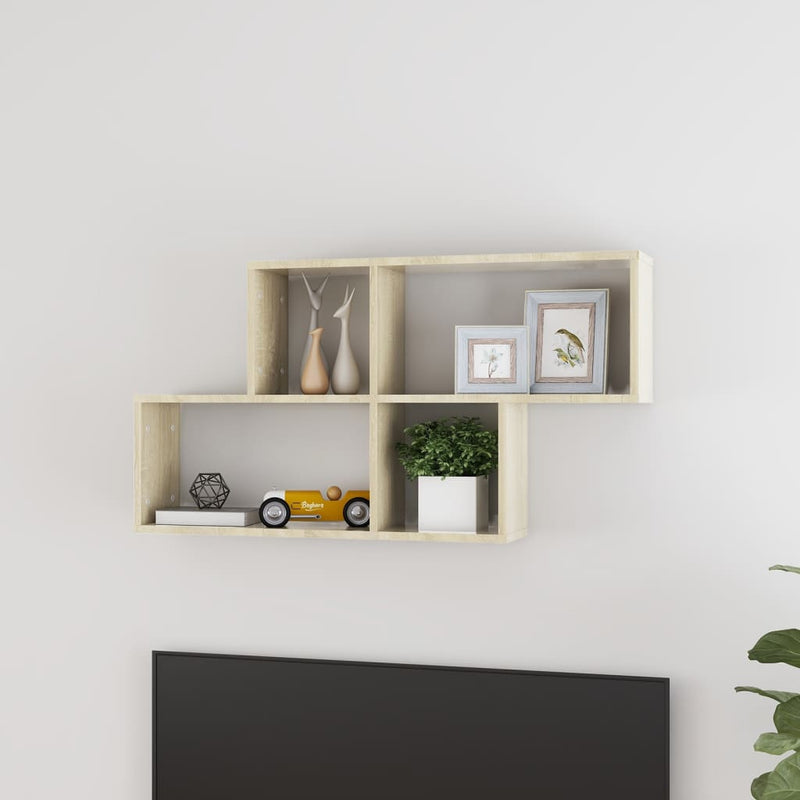 Wandplank Met Plank 76 X 15 X 53 Cm Bewerkt Hout