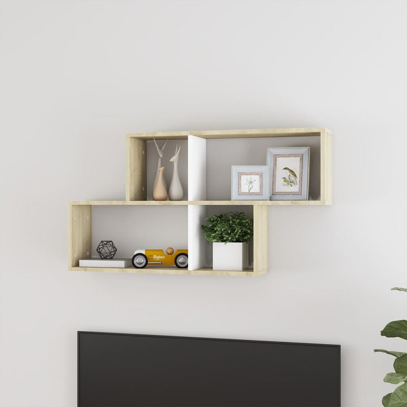 Wandplank Met Plank 76 X 15 X 53 Cm Bewerkt Hout