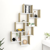 Wandschap Kubus 90X15X119,5 Cm Bewerkt Hout Artisanaal Eiken