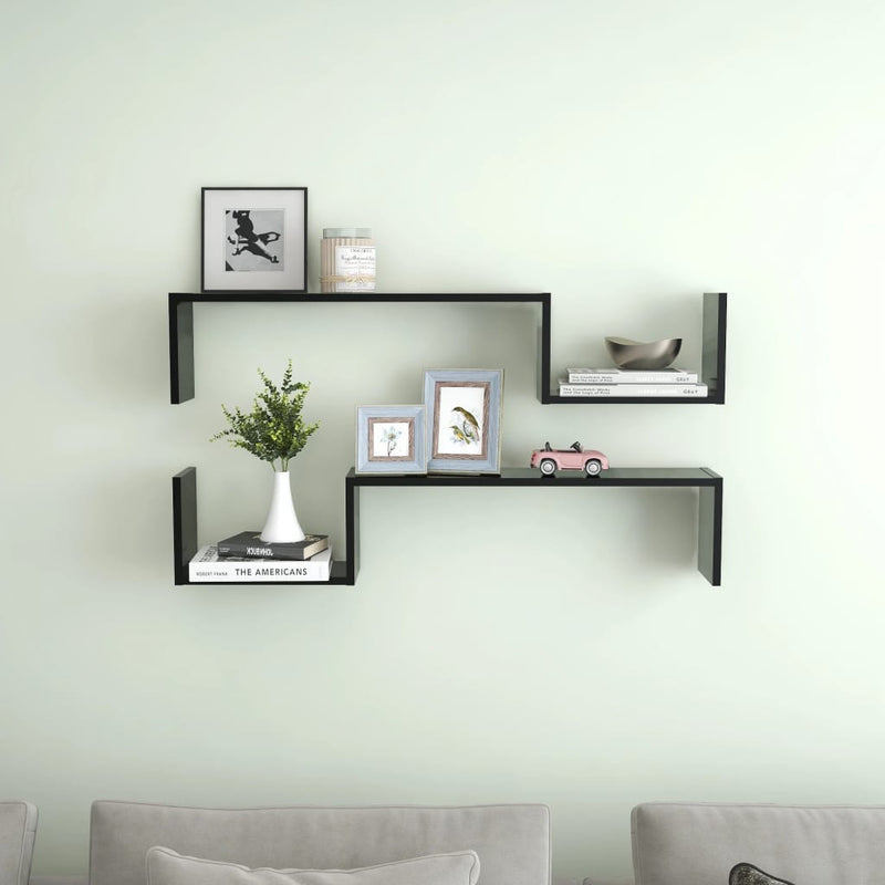 Wandplank 2 Pcs 100 X 15 X 20 Cm Bewerkt Hout