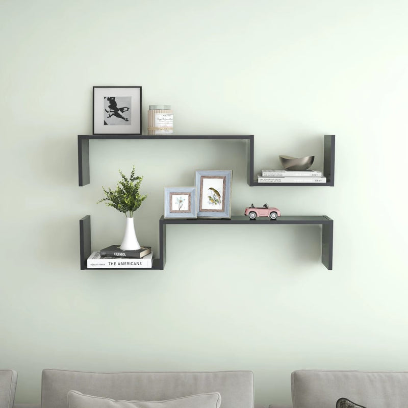 Wandplank 2 Pcs 100 X 15 X 20 Cm Bewerkt Hout
