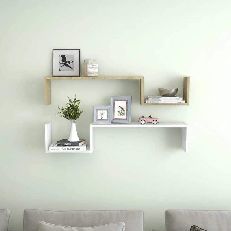 Wandplank 2 Pcs 100 X 15 X 20 Cm Bewerkt Hout