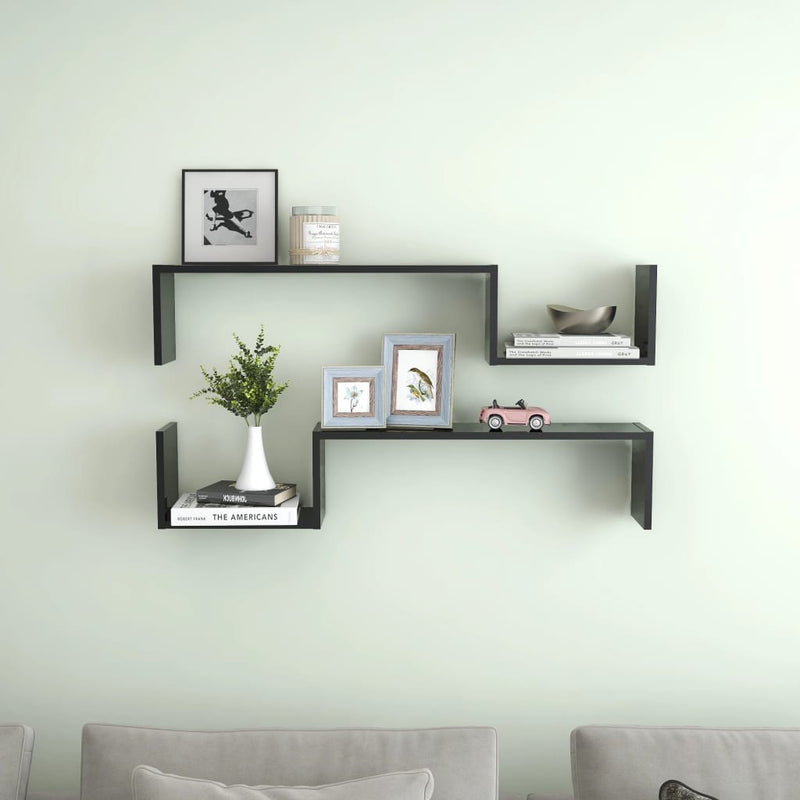Wandplank 2 Pcs 100 X 15 X 20 Cm Bewerkt Hout