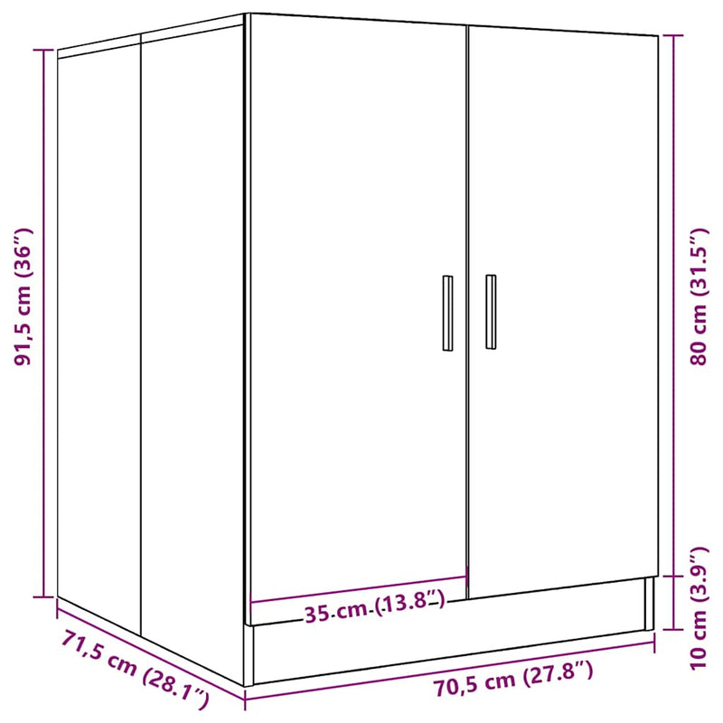 Wasmachinekast 71X71,5X91,5 Cm Betongrijs