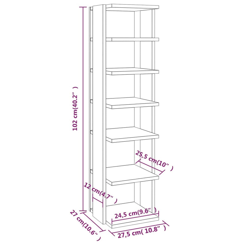 Schoenenkast 27,5X27X102 Cm Bewerkt Hout Kleurig