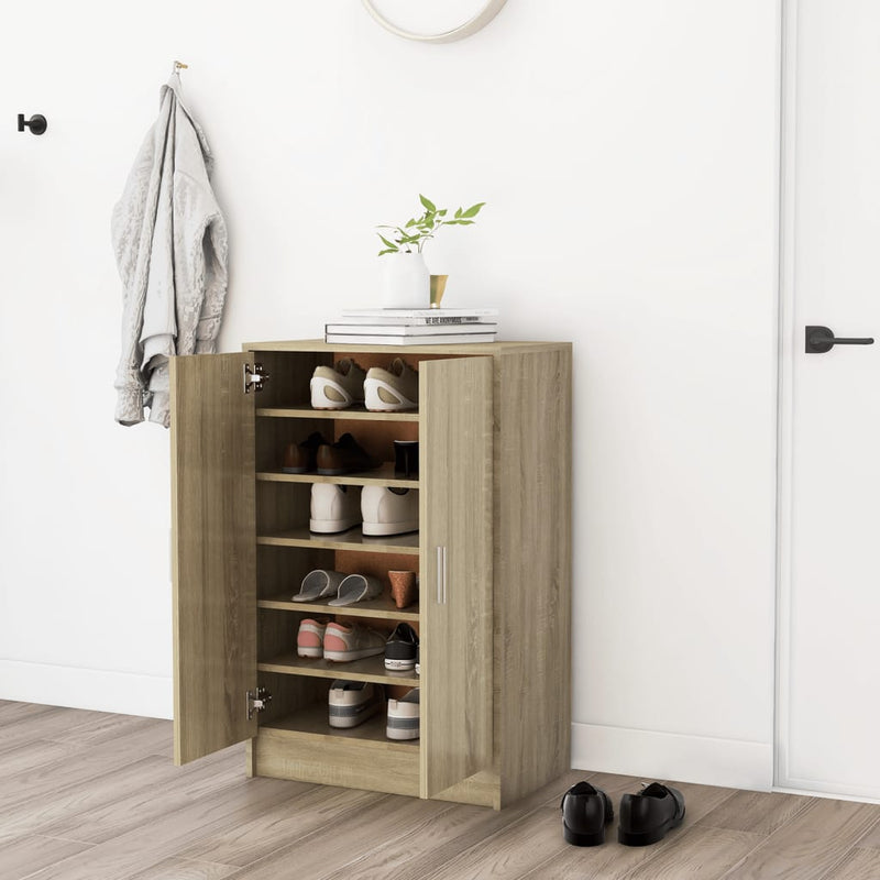 Schoenenkast Bewerkt Hout Artisanaal Eikenkleur