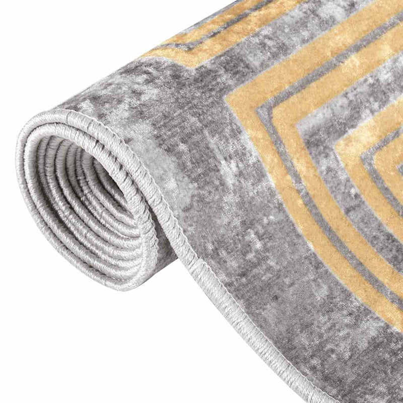 Vloerkleed Wasbaar Anti-Slip Grijs En Goud