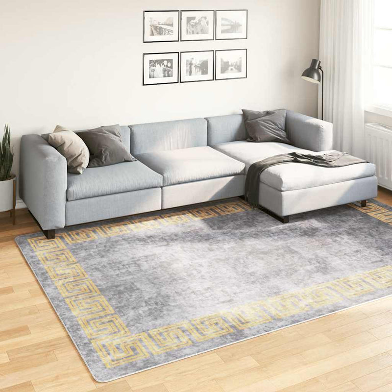 Vloerkleed Wasbaar Anti-Slip Grijs En Goud