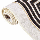 Vloerkleed Wasbaar Anti-Slip Licht Beige En Zwart