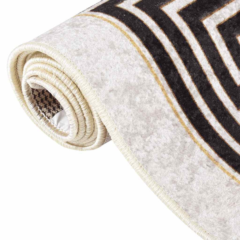 Vloerkleed Wasbaar Anti-Slip Licht Beige En Zwart