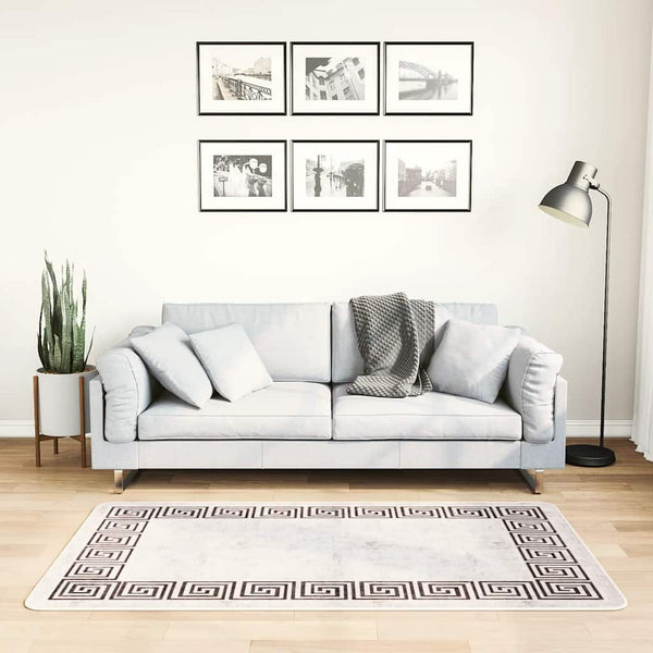 Vloerkleed Wasbaar Anti-Slip Licht Beige En Zwart