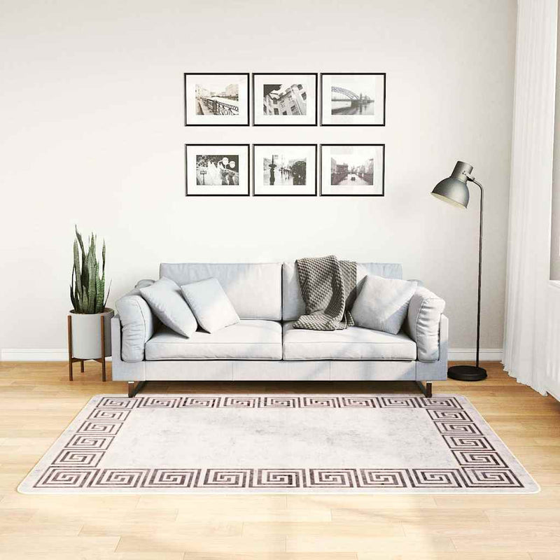 Vloerkleed Wasbaar Anti-Slip Licht Beige En Zwart
