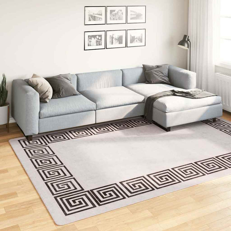 Vloerkleed Wasbaar Anti-Slip Licht Beige En Zwart