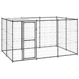 Hondenkennel Met Dak 7,26 M² Staal Zwart En Zilver
