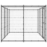 Hondenkennel Met Dak 7,26 M² Staal Zwart En Zilver