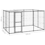 Hondenkennel Met Dak 7,26 M² Staal Zwart En Zilver