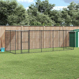 Hondenkennel Met Dak 7,26 M² Staal Zwart En Zilver