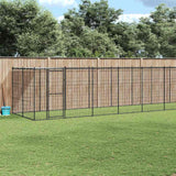 Hondenkennel Met Dak 7,26 M² Staal Zwart En Zilver
