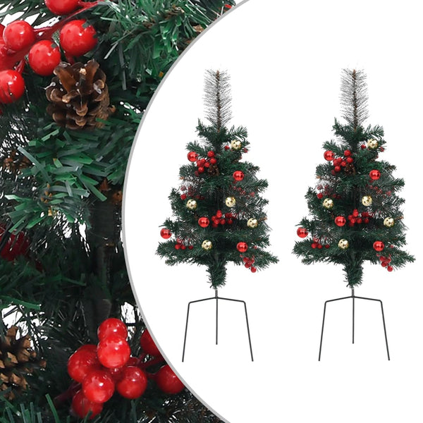 Tuinkerstbomen 2 St 76 Cm Pvc Lichtgrijs