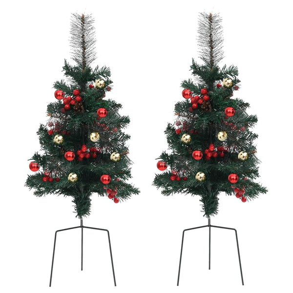 Tuinkerstbomen 2 St 76 Cm Pvc Lichtgrijs