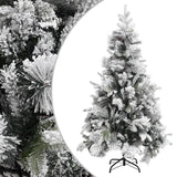 Kerstboom Met Dennenappels En Sneeuw 195 Cm Pvc En Pe Lichtgrijs