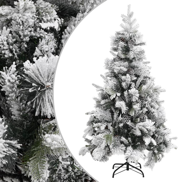 Kerstboom Met Dennenappels En Sneeuw 195 Cm Pvc En Pe Lichtgrijs