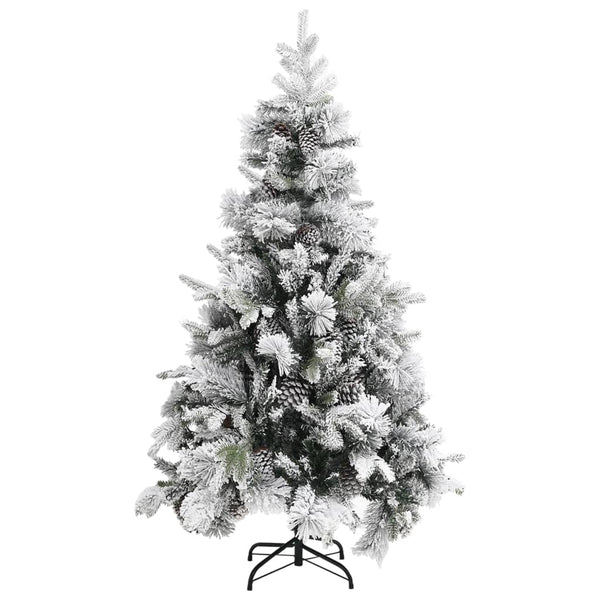 Kerstboom Met Dennenappels En Sneeuw 195 Cm Pvc En Pe Lichtgrijs
