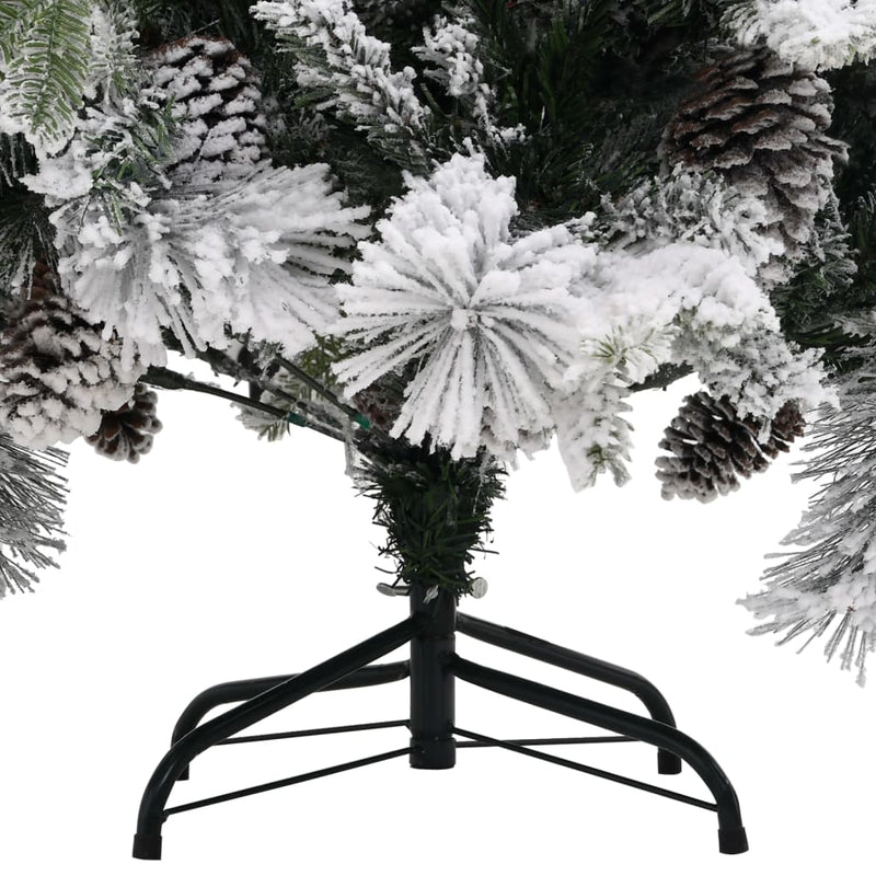 Kerstboom Met Dennenappels En Sneeuw 195 Cm Pvc En Pe Lichtgrijs