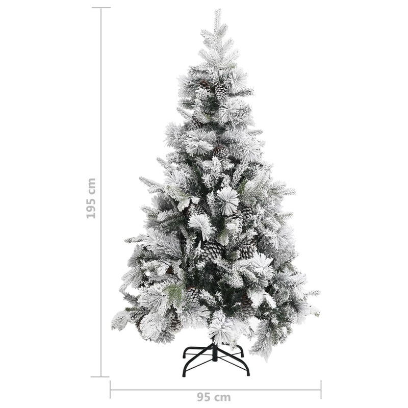 Kerstboom Met Dennenappels En Sneeuw 195 Cm Pvc En Pe Lichtgrijs