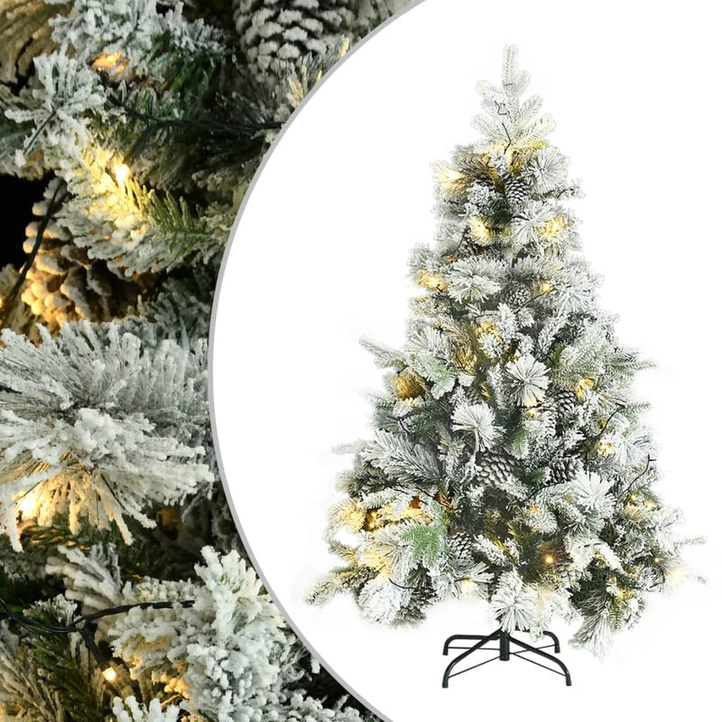 Kerstboom Met Led En Dennenappels En Sneeuw 195 Cm Pvc En Pe