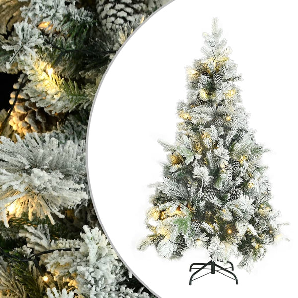 Kerstboom Met Led En Dennenappels En Sneeuw 195 Cm Pvc En Pe
