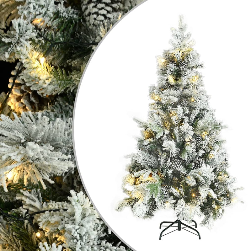 Kerstboom Met Led En Dennenappels En Sneeuw 195 Cm Pvc En Pe