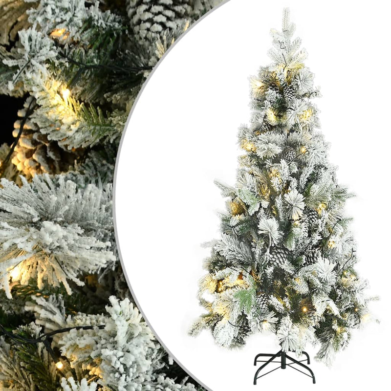 Kerstboom Met Led En Dennenappels En Sneeuw 195 Cm Pvc En Pe