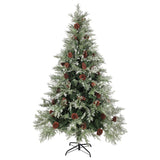 Kerstboom Met Led En Dennenappels 120 Cm Pvc En Pe Groen En Wit