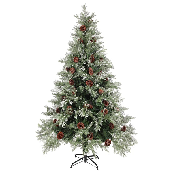 Kerstboom Met Led En Dennenappels 120 Cm Pvc En Pe Groen En Wit