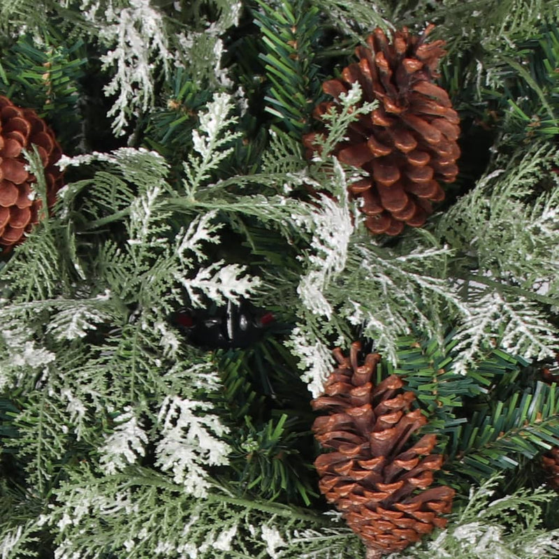 Kerstboom Met Led En Dennenappels 120 Cm Pvc En Pe Groen En Wit