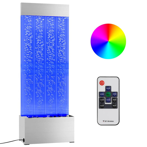 Bubbelzuil Met Rgb Led's 110 Cm Roestvrij Staal En Acryl
