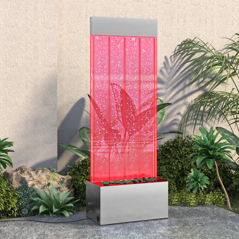 Bubbelzuil Met Rgb Led's 110 Cm Roestvrij Staal En Acryl