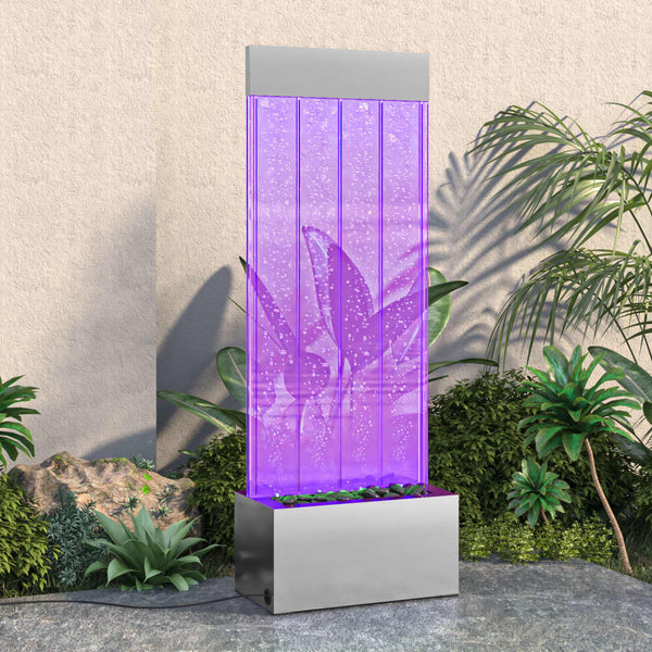 Bubbelzuil Met Rgb Led's 110 Cm Roestvrij Staal En Acryl
